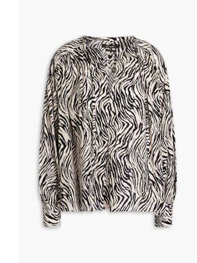 ISABEL MARANT Amba gathered zebra-print silk-blend crepe de chine blouse